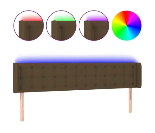 Gultas Galvgalis Ar Led, 203X16X78/88 Cm, Tumši Brūns Audums Vidaxl
