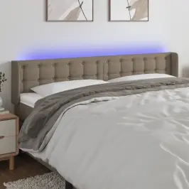 Gultas Galvgalis Ar Led, 203X16X78/88 Cm, Pelēkbrūns Audums Vidaxl