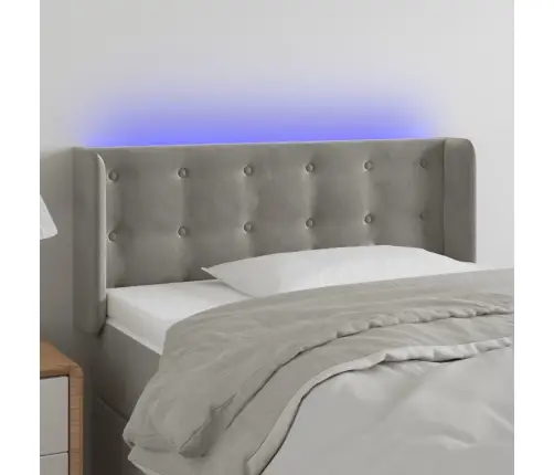 Gultas Galvgalis Ar Led, 93X16X78/88 Cm, Gaiši Pelēks Samts Vidaxl