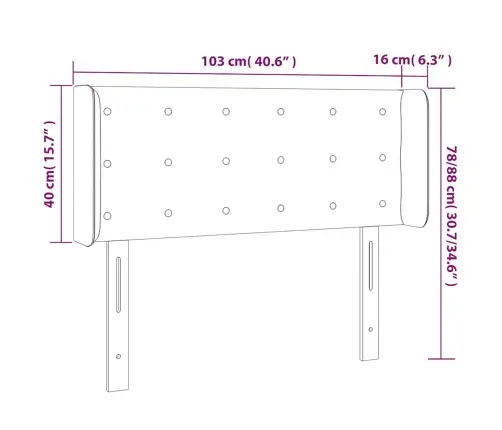 Gultas Galvgalis Ar Led, 103X16X78/88 Cm, Tumši Zaļš Samts Vidaxl