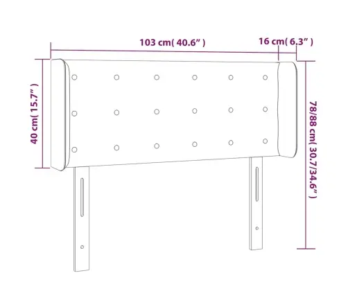 Gultas Galvgalis Ar Led, 103X16X78/88 Cm, Tumši Zils Samts Vidaxl