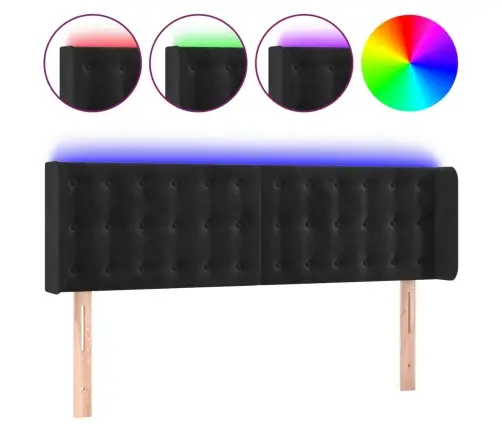 Led-Voodipeats, Must, 147X16X78/88 cm Samet