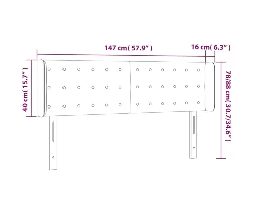 Gultas Galvgalis Ar Led, 147X16X78/88 Cm, Tumši Zils Samts Vidaxl