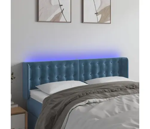 Galvūgalis Su Led, Tamsiai Mėlynas, 147X16X78/88cm Aksomas