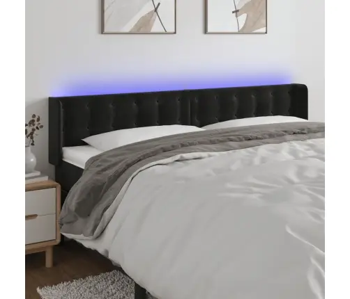 Gultas Galvgalis Ar Led, 163X16X78/88 Cm, Melns Samts Vidaxl