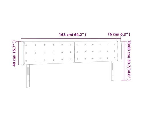 Gultas Galvgalis Ar Led, 163X16X78/88 Cm, Tumši Zils Samts Vidaxl