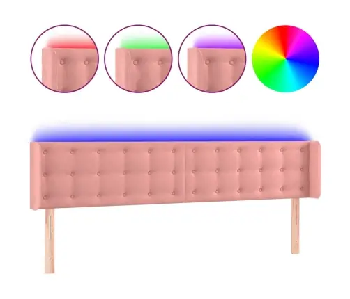 Gultas Galvgalis Ar Led, 183X16X78/88 Cm, Rozā Samts Vidaxl