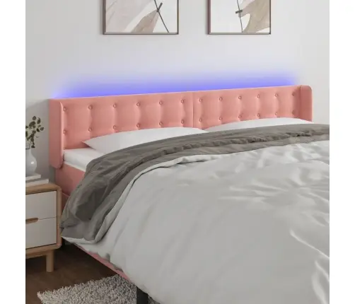 Gultas Galvgalis Ar Led, 183X16X78/88 Cm, Rozā Samts Vidaxl