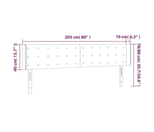 Gultas Galvgalis Ar Led, 203X16X78/88 Cm, Tumši Zils Samts Vidaxl