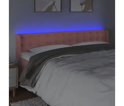 Galvūgalis Su Led, Rožinės Spalvos, 203X16X78/88cm Aksomas