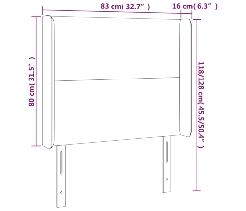 Galvūgalis Su Led, Mėlynos Spalvos, 83X16X118/128cm Audinys
