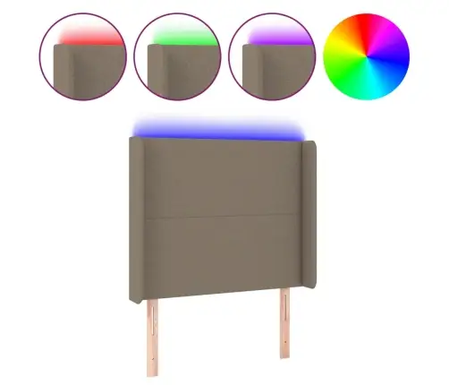 Gultas Galvgalis Ar Led, 93X16X118/128 Cm, Pelēkbrūns Audums Vidaxl