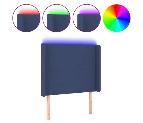 Gultas Galvgalis Ar Led, 93X16X118/128 Cm, Zils Audums Vidaxl