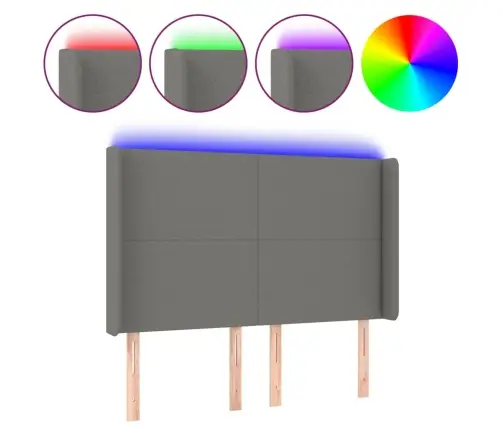 Gultas Galvgalis Ar Led, 147X16X118/128 Cm, Tumši Pelēks Audums Vidaxl