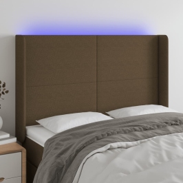 Gultas Galvgalis Ar Led, 147X16X118/128 Cm, Tumši Brūns Audums Vidaxl