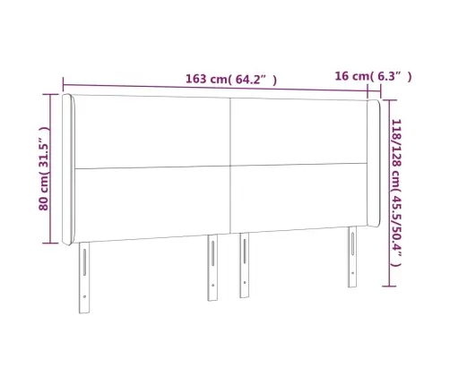 Led-Voodipeats, Helehall, 163X16X118/128 cm Kangas