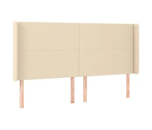 Gultas Galvgalis Ar Led, 163X16X118/128 Cm, Krēmkrāsas Audums Vidaxl