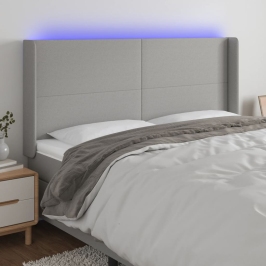 Gultas Galvgalis Ar Led, 183X16X118/128 Cm, Gaiši Pelēks Audums Vidaxl