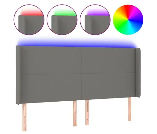 Gultas Galvgalis Ar Led, 183X16X118/128 Cm, Tumši Pelēks Audums Vidaxl