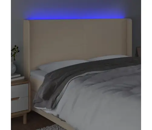 Led-Voodipeats, Kreemjas, 183X16X118/128 cm Kangas