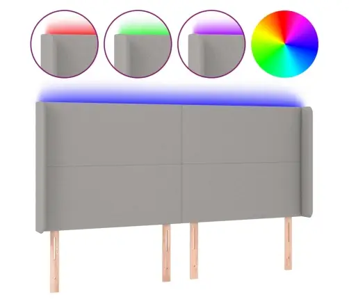 Galvūgalis Su Led, Šviesiai Pilkas, 203X16X118/128cm Audinys