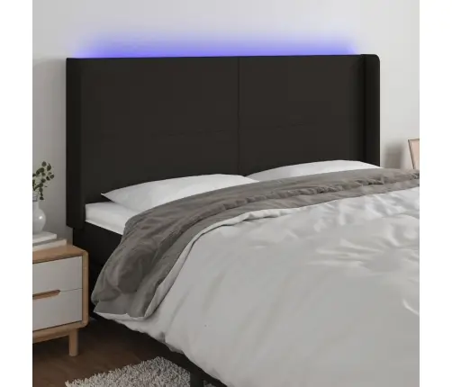 Gultas Galvgalis Ar Led, 203X16X118/128 Cm, Melns Audums Vidaxl