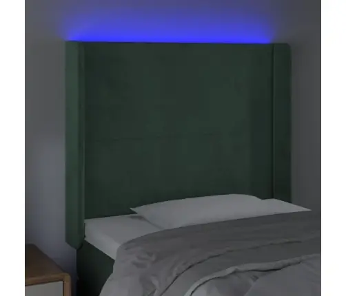 Galvūgalis Su Led, Tamsiai Žalias, 83X16X118/128cm Aksomas