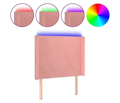 Gultas Galvgalis Ar Led, 83X16X118/128 Cm, Rozā Samts Vidaxl