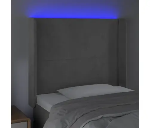 Gultas Galvgalis Ar Led, 93X16X118/128 Cm, Gaiši Pelēks Samts Vidaxl