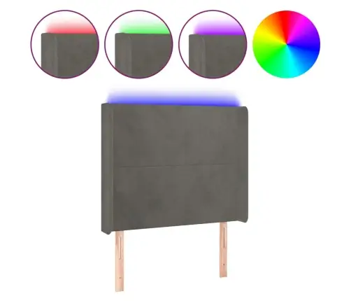 Gultas Galvgalis Ar Led, 93X16X118/128 Cm, Tumši Pelēks Samts Vidaxl