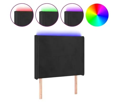 Gultas Galvgalis Ar Led, 93X16X118/128 Cm, Melns Samts Vidaxl