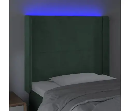 Gultas Galvgalis Ar Led, 93X16X118/128 Cm, Tumši Zaļš Samts Vidaxl