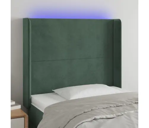 Gultas Galvgalis Ar Led, 93X16X118/128 Cm, Tumši Zaļš Samts Vidaxl