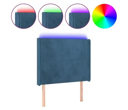 Gultas Galvgalis Ar Led, 93X16X118/128 Cm, Tumši Zils Samts Vidaxl