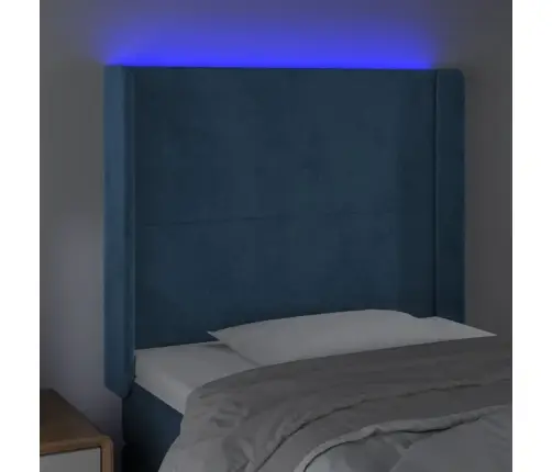 Gultas Galvgalis Ar Led, 93X16X118/128 Cm, Tumši Zils Samts Vidaxl