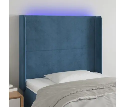 Gultas Galvgalis Ar Led, 93X16X118/128 Cm, Tumši Zils Samts Vidaxl
