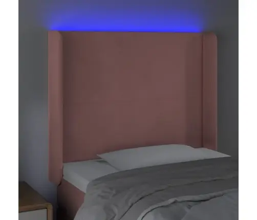 Galvūgalis Su Led, Rožinės Spalvos, 93X16X118/128cm Aksomas