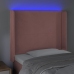 Gultas Galvgalis Ar Led, 93X16X118/128 Cm, Rozā Samts Vidaxl
