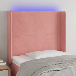 Gultas Galvgalis Ar Led, 93X16X118/128 Cm, Rozā Samts Vidaxl
