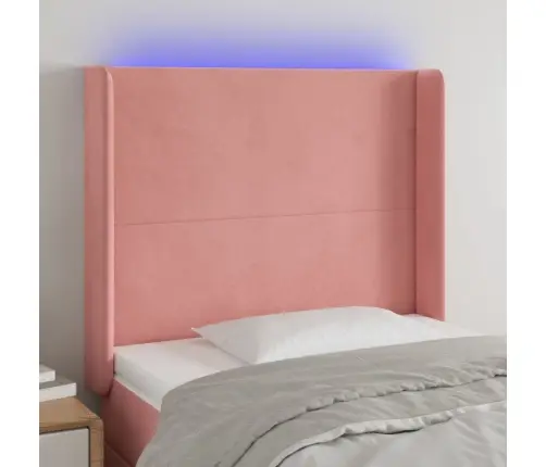 Galvūgalis Su Led, Rožinės Spalvos, 93X16X118/128cm Aksomas