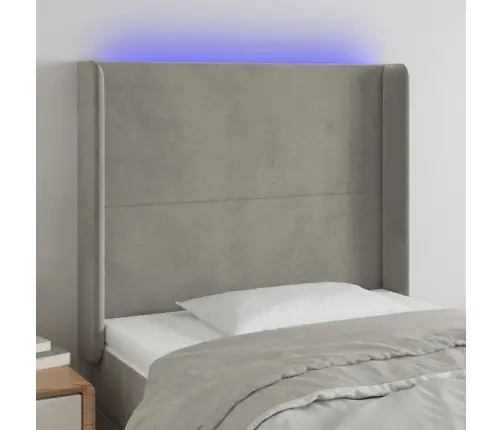 Gultas Galvgalis Ar Led, 103X16X118/128 Cm, Gaiši Pelēks Samts Vidaxl