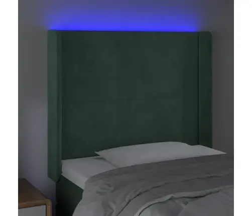 Gultas Galvgalis Ar Led, 103X16X118/128 Cm, Tumši Zaļš Samts Vidaxl