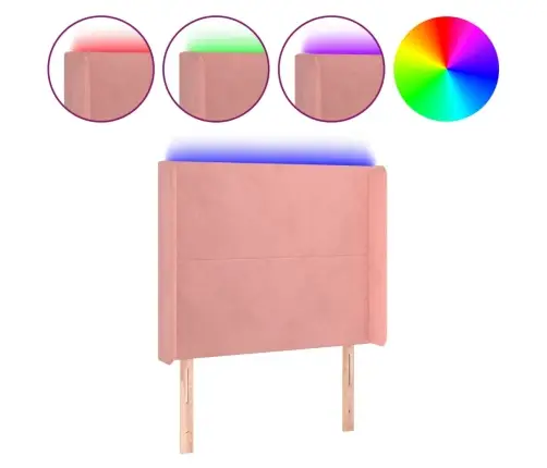 Gultas Galvgalis Ar Led, 103X16X118/128 Cm, Rozā Samts Vidaxl