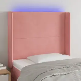 Gultas Galvgalis Ar Led, 103X16X118/128 Cm, Rozā Samts Vidaxl