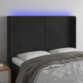 Led-Voodipeats, Must, 147X16X118/128 cm Samet