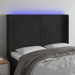 Led-Voodipeats, Must, 147X16X118/128 cm Samet