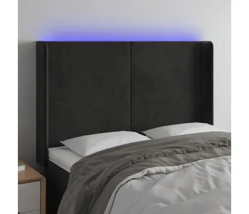 Gultas Galvgalis Ar Led, 147X16X118/128 Cm, Melns Samts Vidaxl