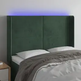 Gultas Galvgalis Ar Led, 147X16X118/128 Cm, Tumši Zaļš Samts Vidaxl