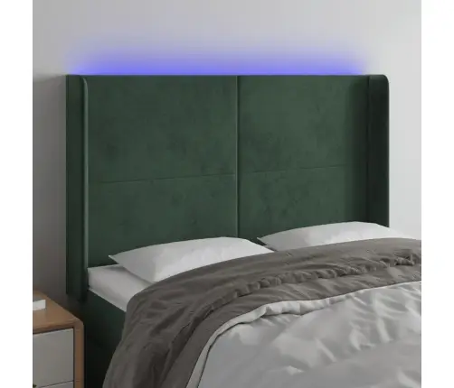 Gultas Galvgalis Ar Led, 147X16X118/128 Cm, Tumši Zaļš Samts Vidaxl