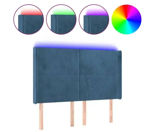 Galvūgalis Su Led, Tamsiai Mėlynas, 147X16X118/128cm Aksomas Galvūgalis Su Led, Tamsiai Mėlynas, 147X16X118/128cm Aksomas